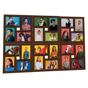 vidaXL Collage Bilderrahmen f&uuml;r 24x(10x15 cm) Fotos Dunkelbraun MDF