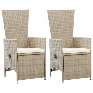 vidaXL Garten-Liegestühle 2 Stk. mit Auflagen Poly Rattan Beige