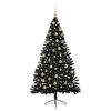 vidaXL K&uuml;nstlicher vorbeleuchteter Weihnachtsbaum Schwarz 180 cm PVC