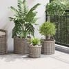 vidaXL Blumentopfkorb mit Speicher 3 pcs Grau Kubu Rattan