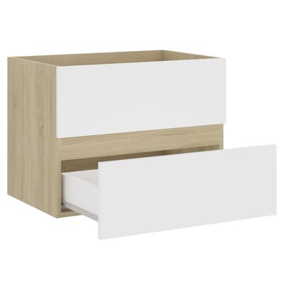 vidaXL 2-tlg. Badmöbel-Set Weiß und Sonoma-Eiche Holzwerkstoff