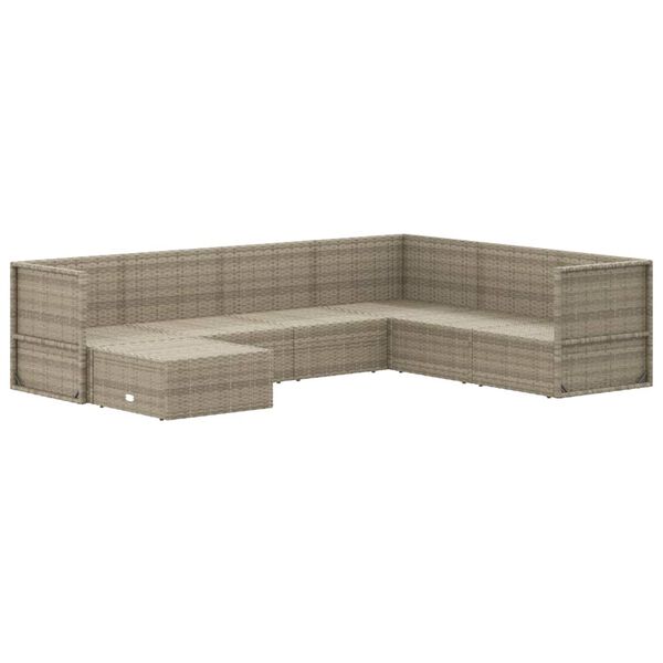 vidaXL 7-tlg. Garten-Lounge-Set mit Kissen Grau Poly Rattan