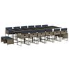 vidaXL 17-teiliges Garten-Ess-Set mit Kissen, grau, Polyrattan