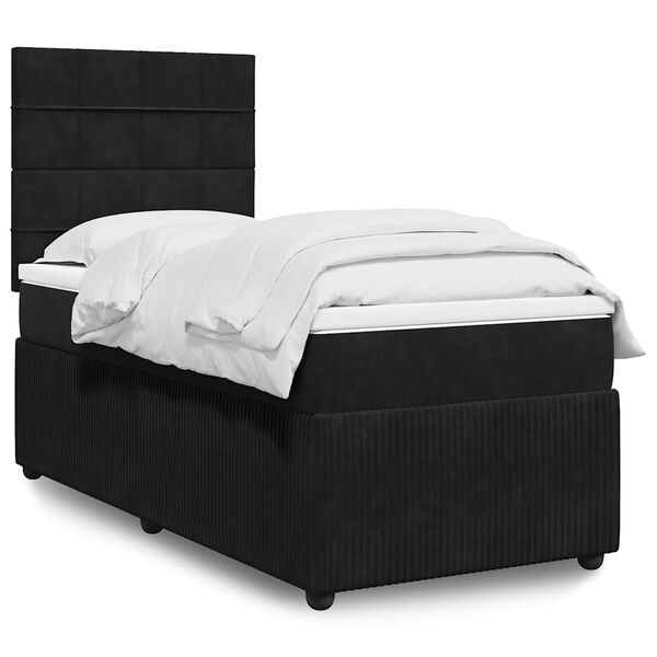 vidaXL Boxspringbett mit Matratze Schwarz 90x200 cm Samt
