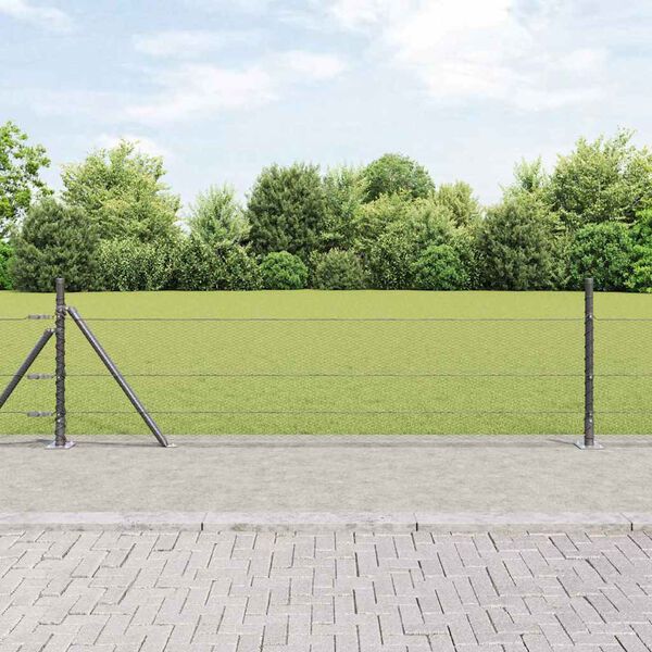 vidaXL Zaunpfosten Grau 100 x 0,5 m (13 mm Netz) Stahl und PVC