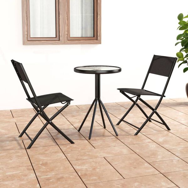 vidaXL 3-tlg. Bistro-Set Stahl Schwarz