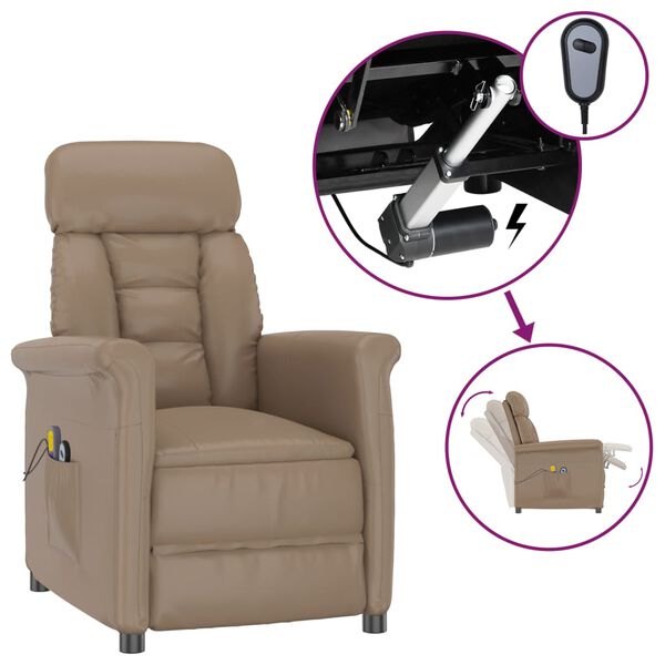 vidaXL Massagesessel Elektrisch Cappuccino-Braun Kunstleder