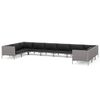 vidaXL 10-tlg. Garten-Lounge-Set mit Kissen Poly Rattan Dunkelgrau