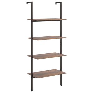 vidaXL Leiterregal mit 4 B&ouml;den Dunkelbraun und Schwarz 64x35x152,5 cm