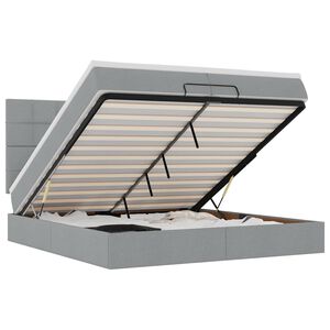 vidaXL Ottoman-Bett mit Matratzen & LEDs Hellgrau 200x200 cm Stoff