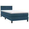 vidaXL Boxspringbett mit Matratze & LED Dunkelblau 80x220 cm Samt