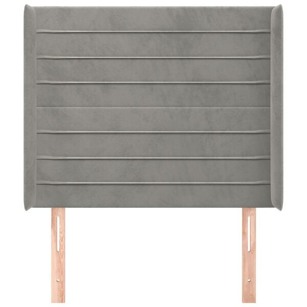 vidaXL Kopfteil mit Ohren Hellgrau 103x16x118/128 cm Samt