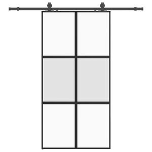 vidaXL Schiebet&uuml;r mit Beschlag Schwarz 102,5x205 cm Hartglas