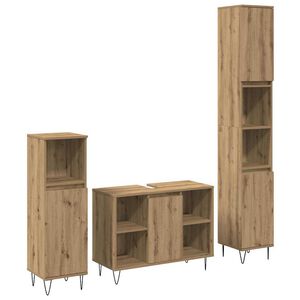 vidaXL Badezimmerm&ouml;bel-Set mit Regal 3 pcs Artisan-Eiche Holzwerkstoff