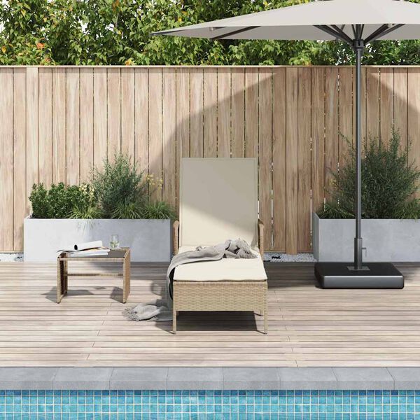 vidaXL Sonnenliege Beige und Cremewei&szlig; 55 x 200 x 92 cm Poly-Rattan