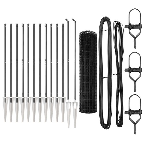 vidaXL Zaun mit Pfosten Grau 1,2 x 25 m Stahl und PVC