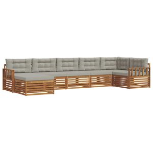 vidaXL Outdoor-Sofagarnitur mit Kissen 7 pcs Nat&uuml;rlich und Hellgrau