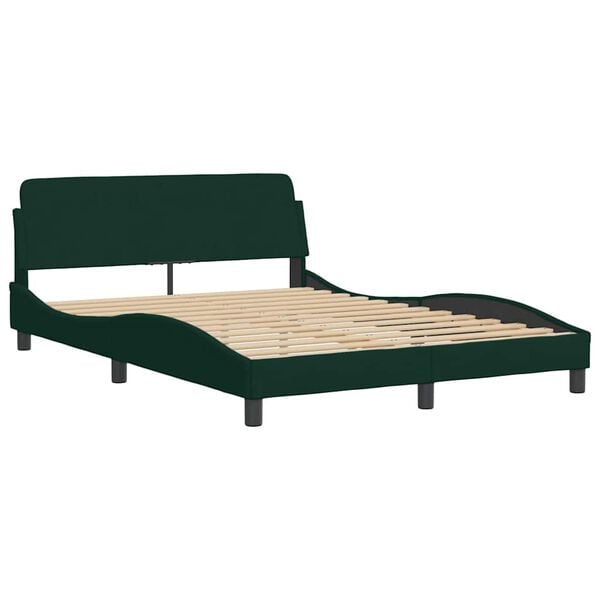 vidaXL Bett mit Matratze "Dover" Dunkelgr&uuml;n 140x190 cm Samt