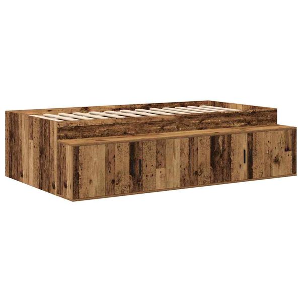 vidaXL Bett mit Stauraum Altholz 75 x 190 cm Holzwerkstoff