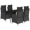 vidaXL 5-tlg. Garten-Essgruppe mit Kissen Schwarz Poly Rattan