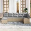 vidaXL Garten-Sofa-Set mit Kissen 7 pcs Beige Poly Rattan