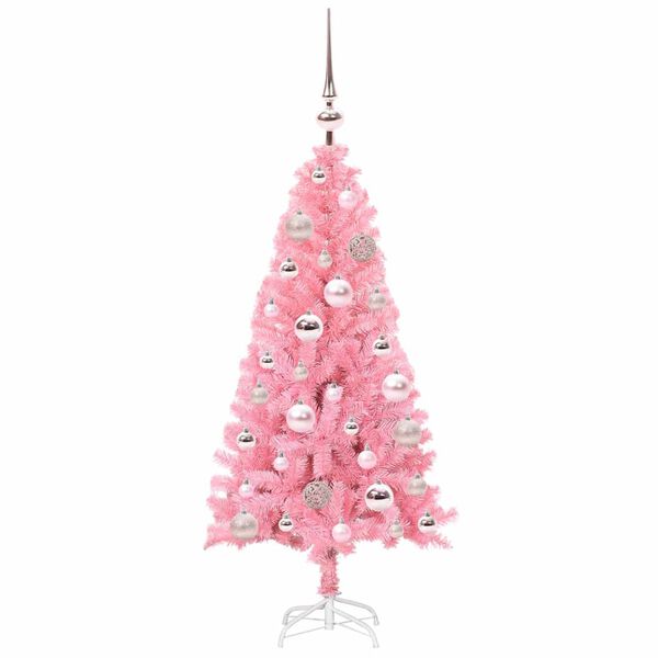 vidaXL Weihnachtsbaum mit 150 LEDs mit St&auml;nder Rosa 120 cm PVC