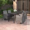 vidaXL 5-tlg. Garten-Essgruppe mit Auflagen Poly Rattan und Glas