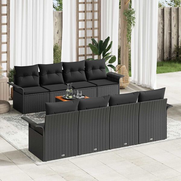 vidaXL Garten-Sofa-Set 9 pcs Schwarz Poly Rattan