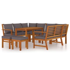 vidaXL 9-tlg. Garten-Essgruppe mit Kissen Massivholz Akazie