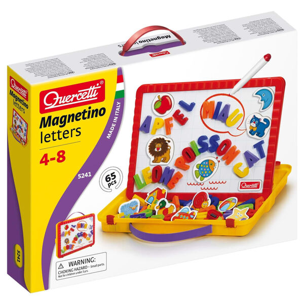 Quercetti 66-tlg. Magnetbuchstaben-Tafel Spielset Magnetino