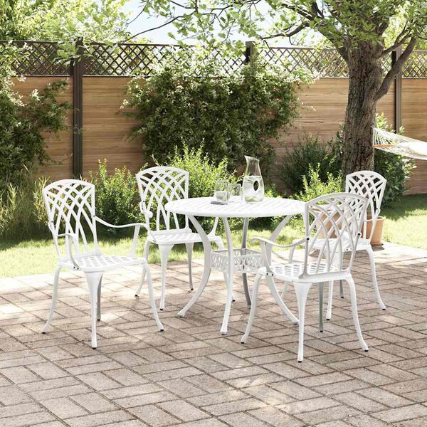 vidaXL Garten Essgruppe 5 pcs Wei&szlig; Aluminium