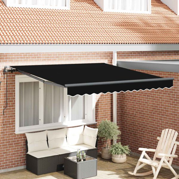 vidaXL Einziehbare Markise Schwarz 350 x 250 cm Stoff und Aluminium