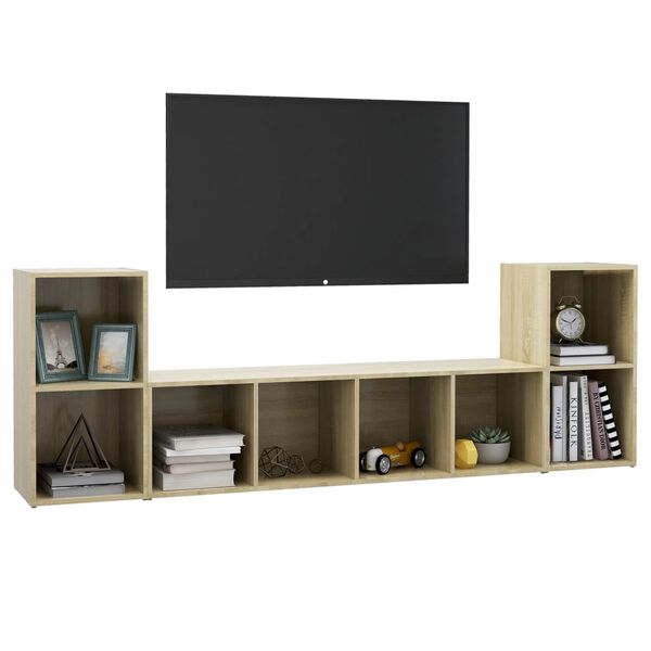 vidaXL 3-tlg. TV-Schrank-Set Sonoma-Eiche Holzwerkstoff