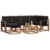 vidaXL Outdoor-Sofagarnitur mit Kissen 7 pcs Nat&uuml;rlich und Schwarz