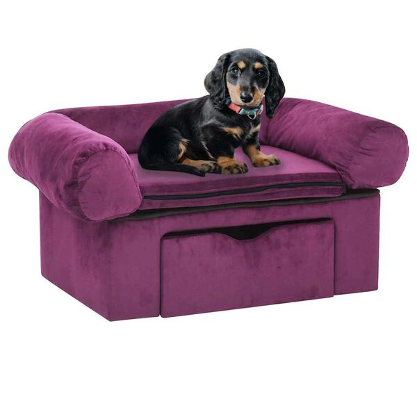 vidaXL Hundesofa mit Schublade Burgunderrot 75x50x38 cm Pl&uuml;sch