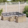 vidaXL Gartensofa-set mit Kissen mit Speicher 9 pcs Beige Poly-Rattan