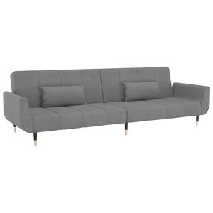 vidaXL Schlafsofa 2-Sitzer mit 2 Kissen Hellgrau Samt