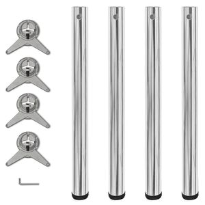 4x h&ouml;henverstellbares Tischbein Tischbeine Chrom 710 mm