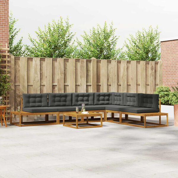 vidaXL Outdoor-Sofagarnitur 7 St&uuml;ck Natur und Anthrazit