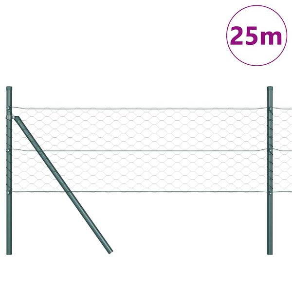 vidaXL Zaunpfosten Gr&uuml;n 25 x 0,4 m (50 mm Mesh) Stahl und PVC