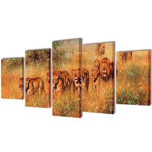Bilder Dekoration Set L&ouml;wen 100 x 50 cm