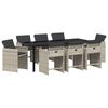 vidaXL Garten Essgruppe 9 pcs Hellgrau Poly-Rattan