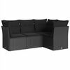 vidaXL 4-tlg. Garten-Sofagarnitur mit Kissen Schwarz Poly Rattan