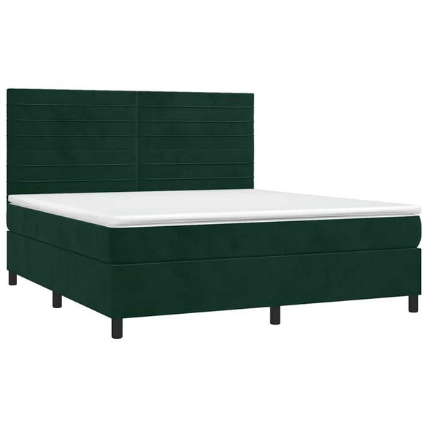 vidaXL Boxspringbett mit Matratze Dunkelgr&uuml;n 160x200 cm Samt
