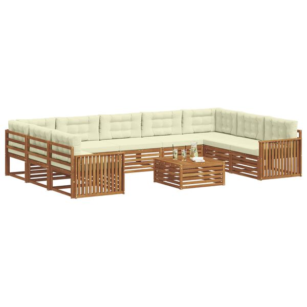 vidaXL Sofagarnituren 10 pcs Natur und Creme Massivholz Akazie