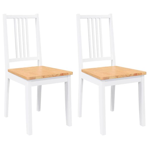 vidaXL Esszimmerstühle 2 Stk. Weiß Massivholz Gummibaum