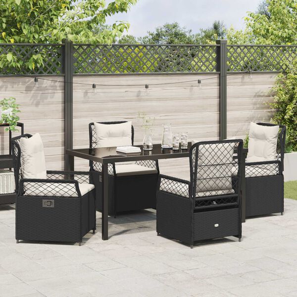 vidaXL Garten Essgruppe 5 pcs Schwarz Poly-Rattan