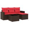 vidaXL 5-tlg. Garten-Sofagarnitur mit Kissen Braun Poly Rattan