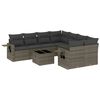 vidaXL 9-tlg. Garten-Sofagarnitur mit Kissen Grau Poly Rattan
