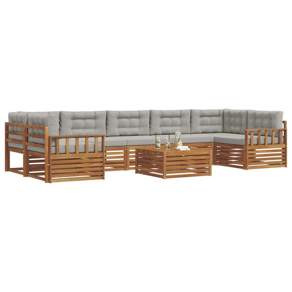 vidaXL Outdoor-Sofagarnitur mit Kissen 8 pcs Nat&uuml;rlich und Hellgrau